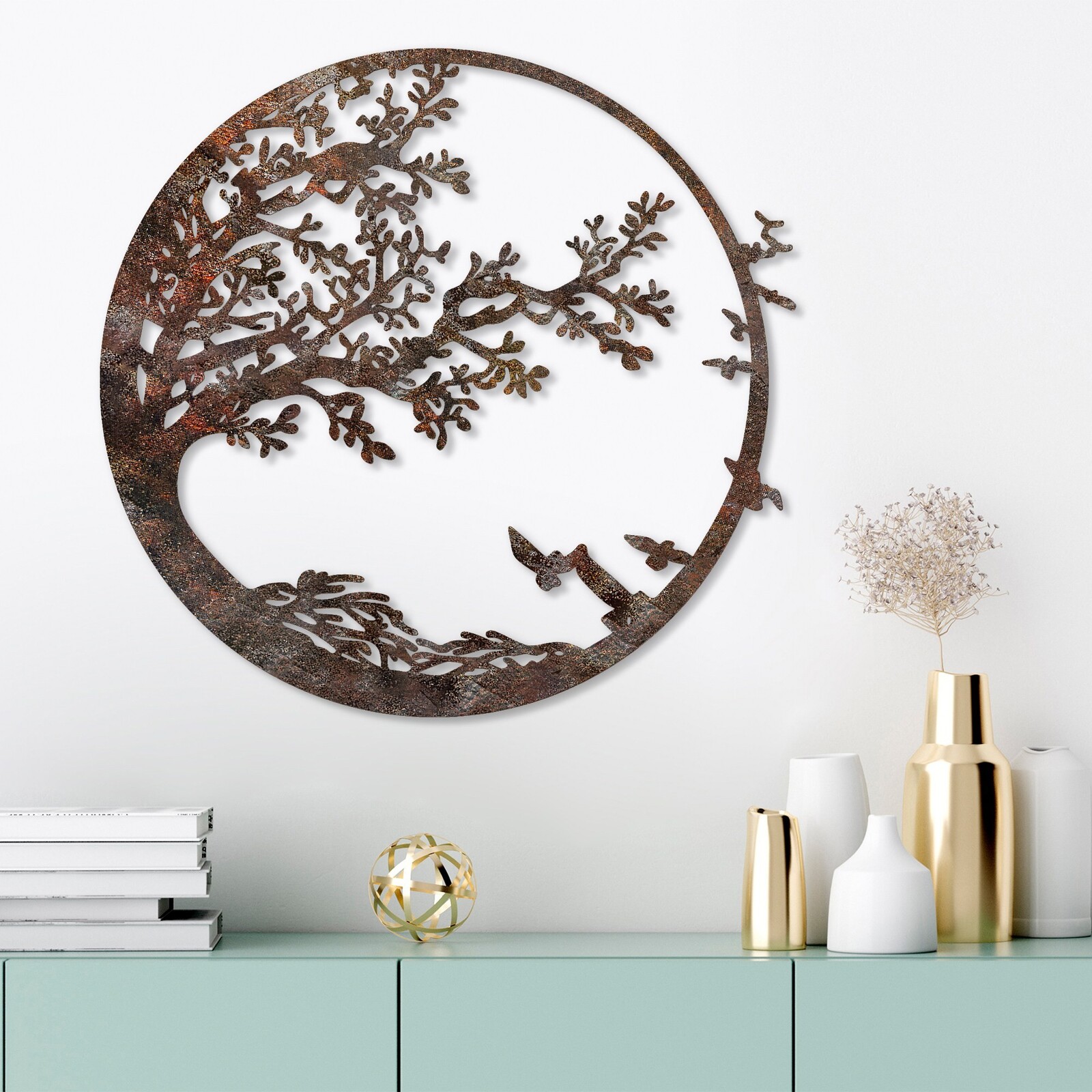 Nástěnná kovová dekorace Rusty Tree vícebarevná