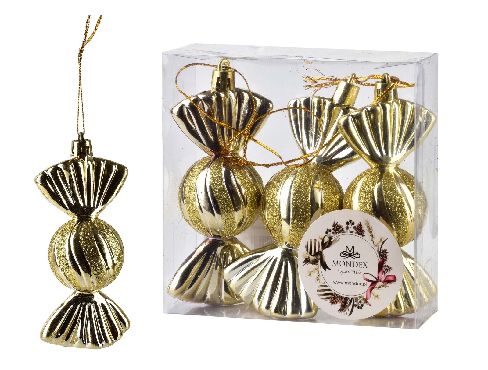 Sada 3 ks vánočních ozdob Silas 11x4 cm zlatá