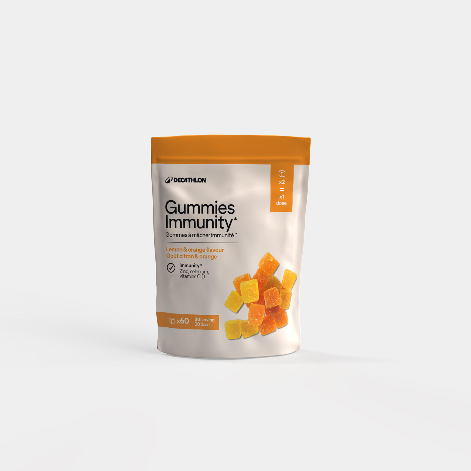 Žuvacie cukríky s citrónovou a pomarančovou príchuťou na podporu imunity 60 ks