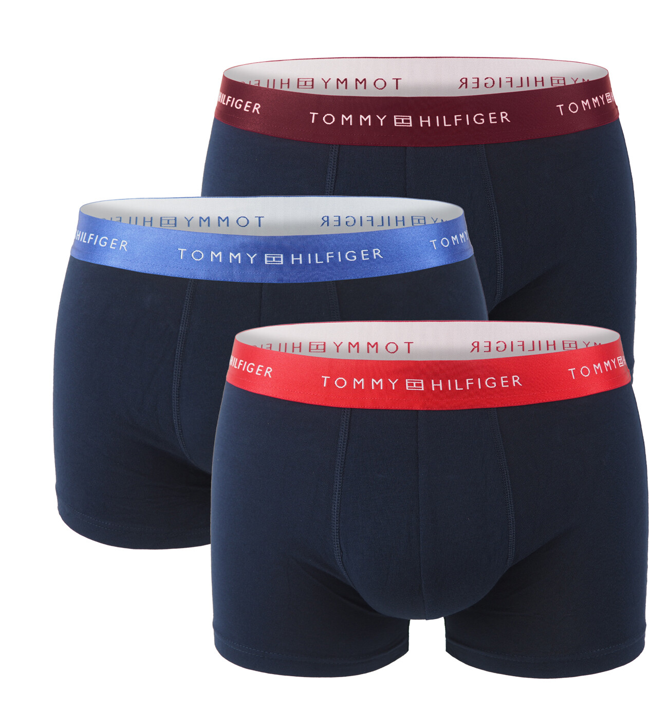 TOMMY HILFIGER - boxerky 3PACK classic fit TH series dark color / blue metallic waist v darčekovom balení