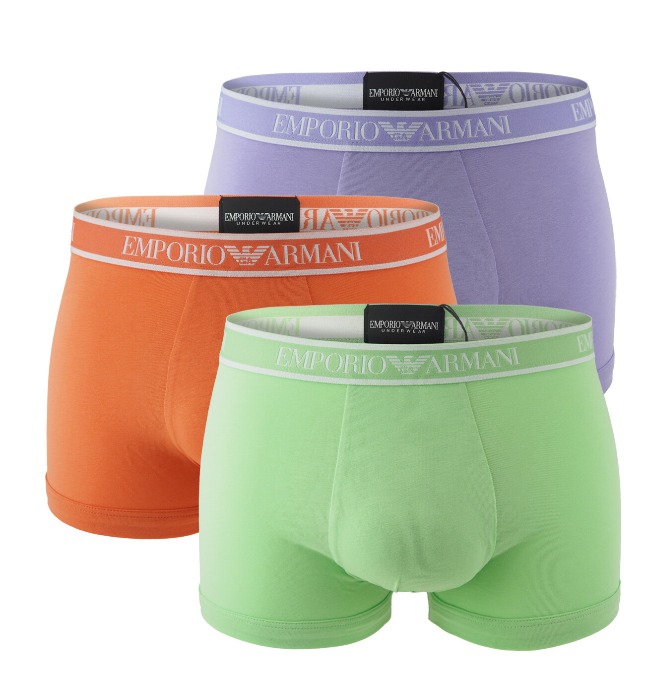 EMPORIO ARMANI - boxerky 3PACK stretch cotton colore felice con logo Armani