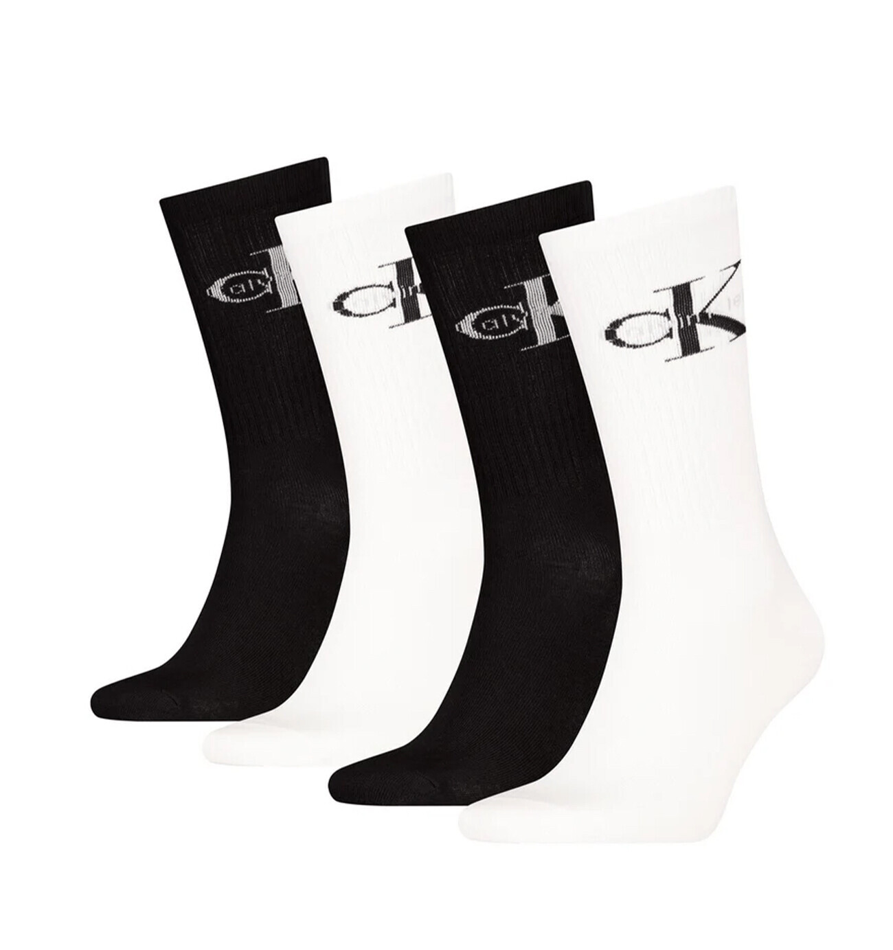 CALVIN KLEIN - ponožky 4PACK monogram cotton in black & white tones v darčekovom balení