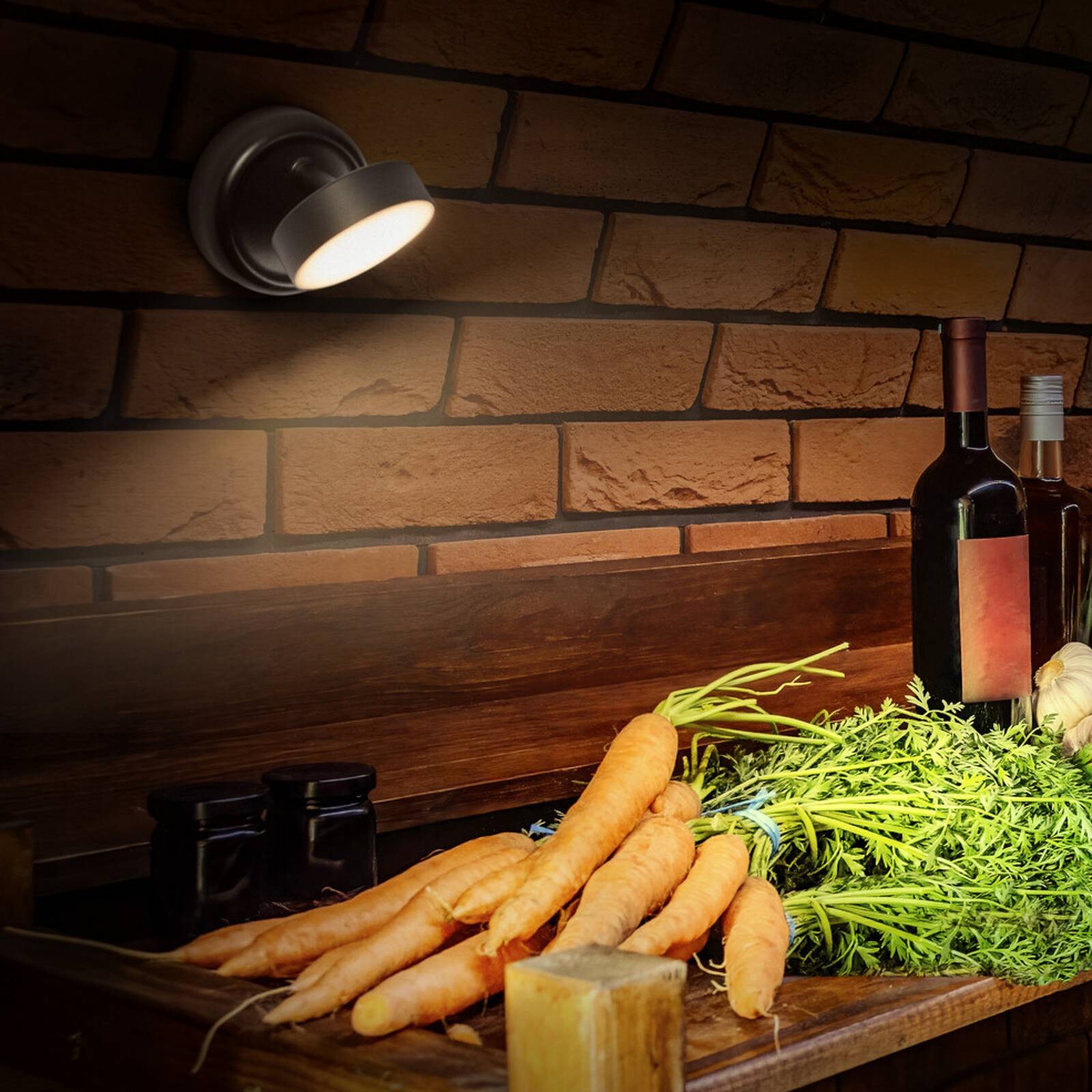 OSRAM LED akumulátorové nástenné svetlo NIGHTLUX ROUND, čierne, touchdim