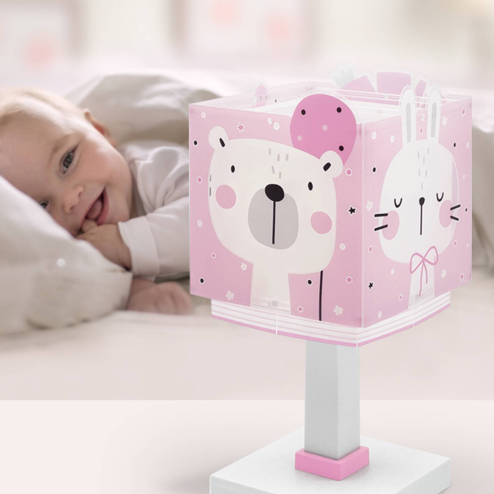 Detská stolová lampa Baby Jungle, ružová, G4, šírka 14 cm