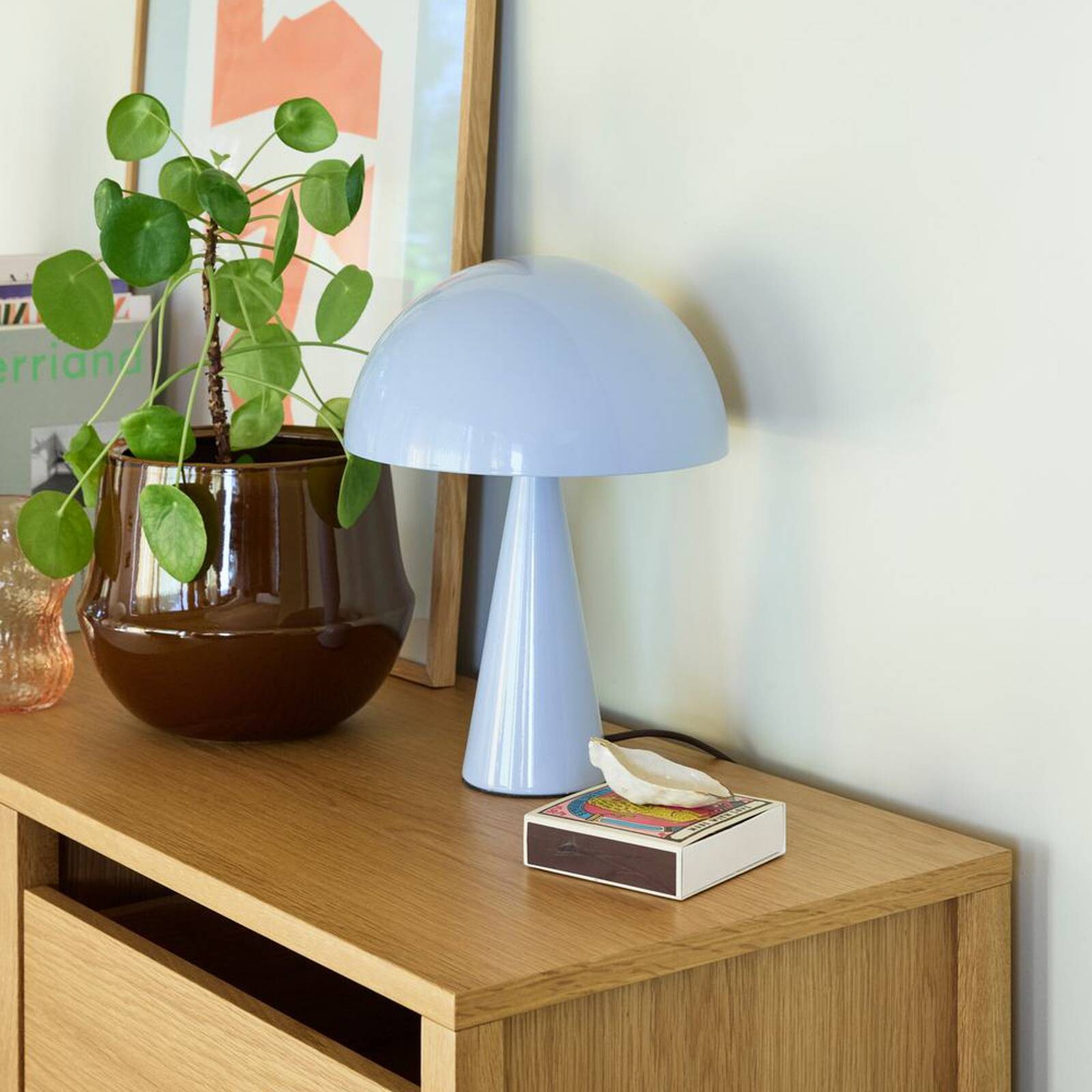 HÜBSCH stolová lampa Mush Mini, ľadovo modrá, kov, výška 25 cm