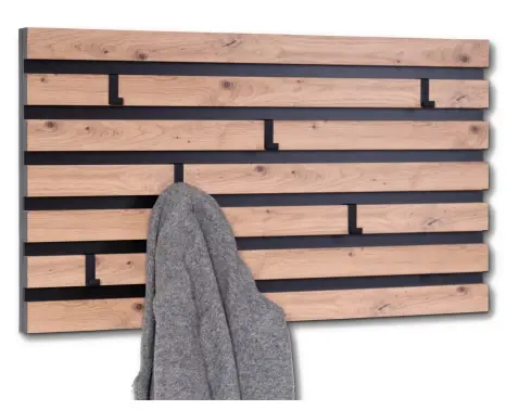 Vešiak na stenu Tip, dub artisan/čierny%