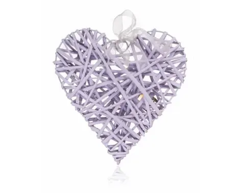 Dekorácia Prútené srdce 28x28 cm, fialové%