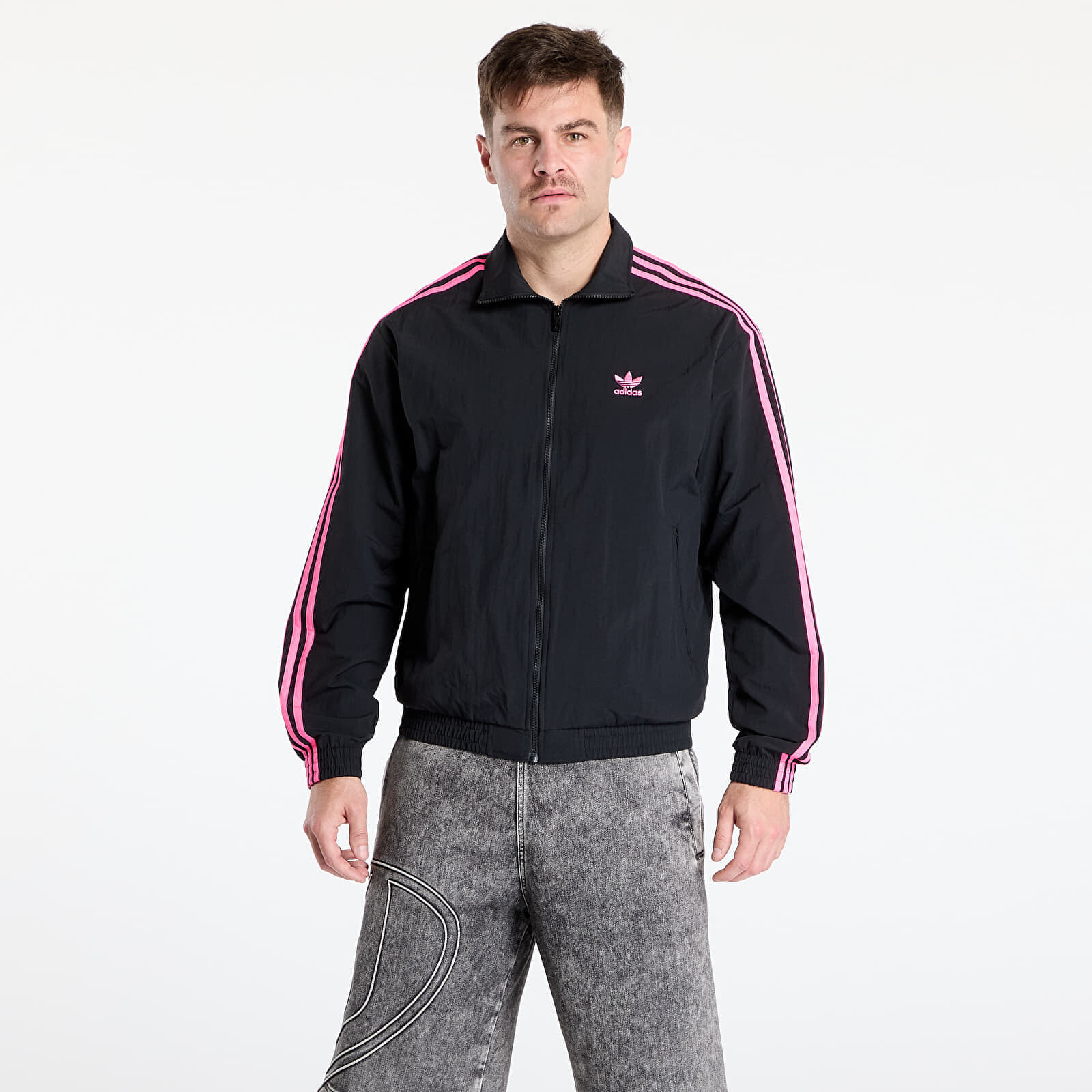 Bunda adidas Adicolor Woven Firebird Track Top Black/ Lucid Pink XL