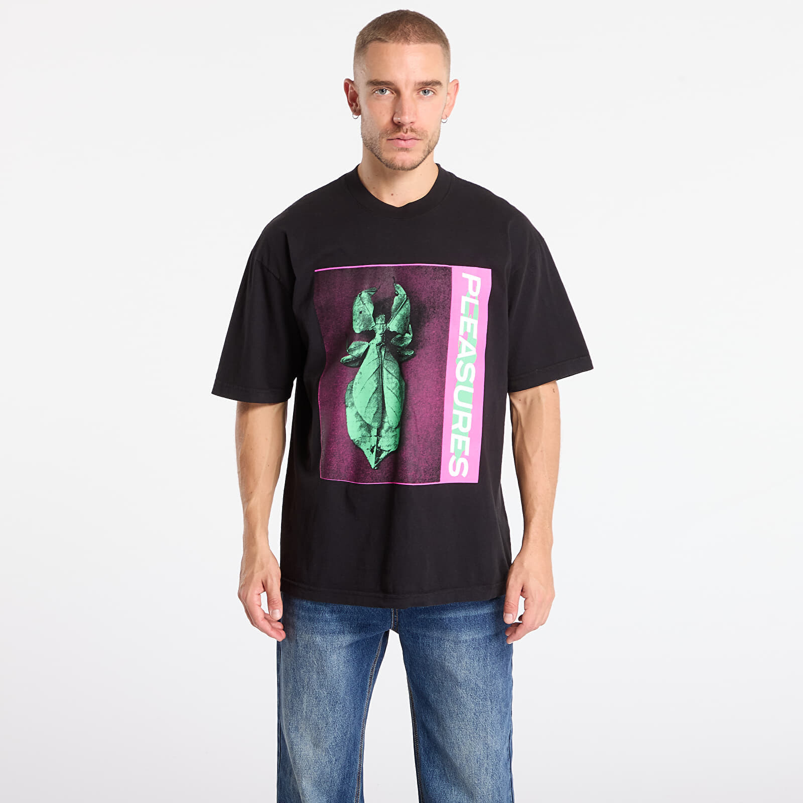 Tričko PLEASURES Leaf T-Shirt Black XL