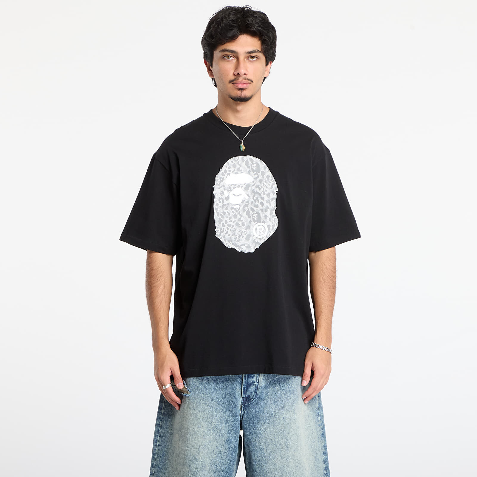 Tričko A BATHING APE Wild Leopard Pattern Ape Head Relaxed Fit Tee Black L