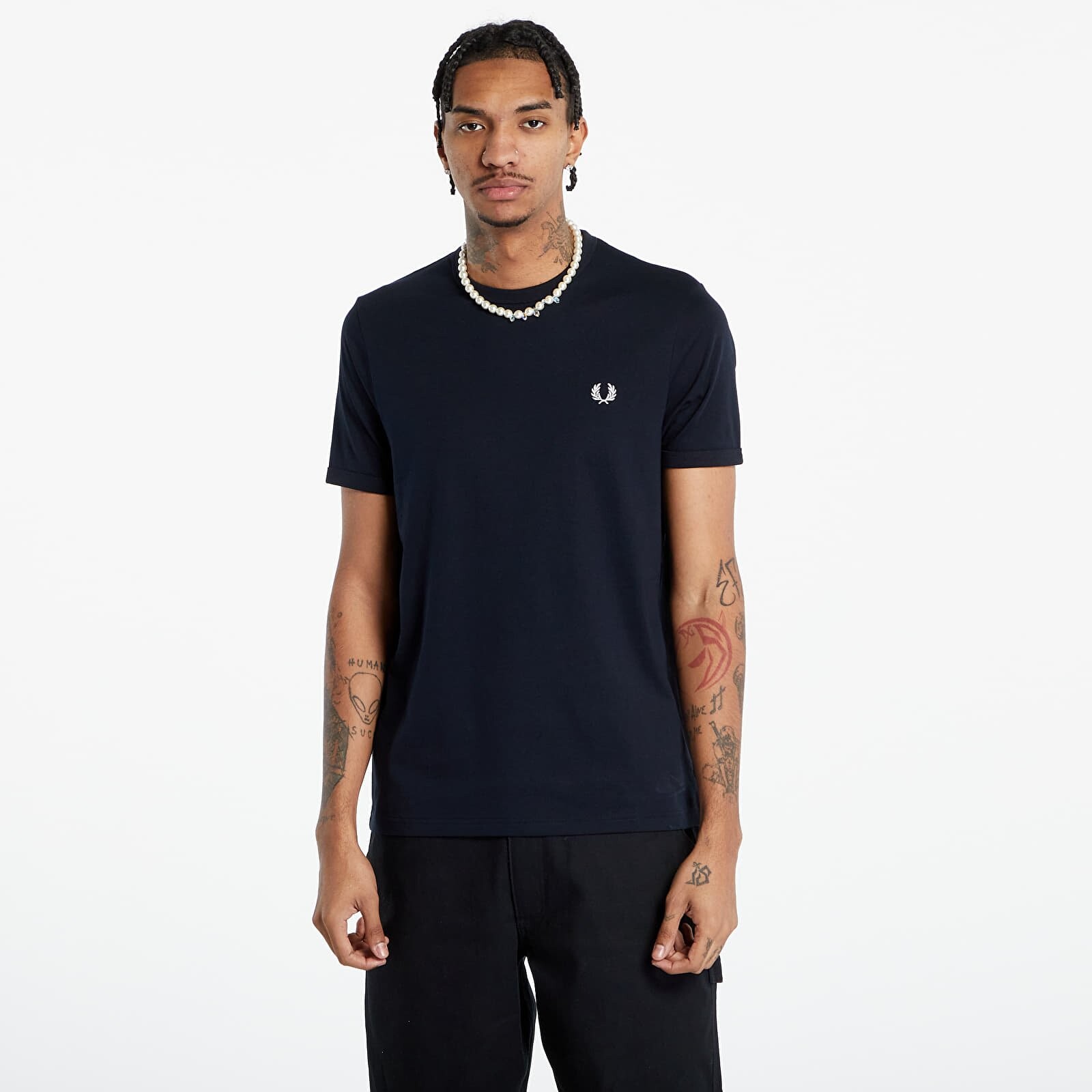 Tričko FRED PERRY Ringer T-Shirt Navy M