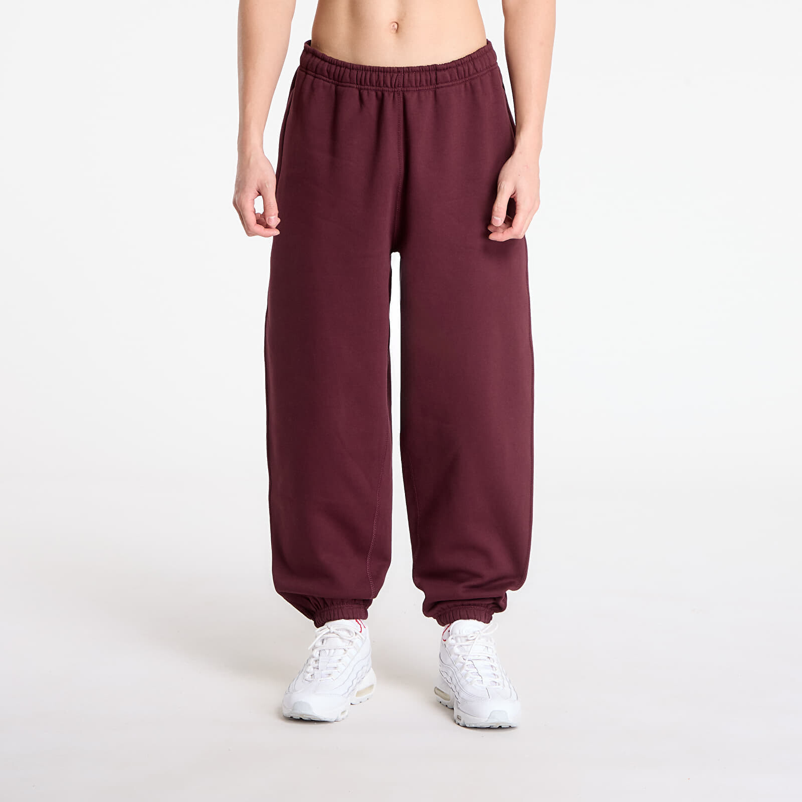 Tepláky Nike Solo Swoosh Men's Cuffed Fleece Pants Burgundy Crush/ Burgundy Crush/ White L