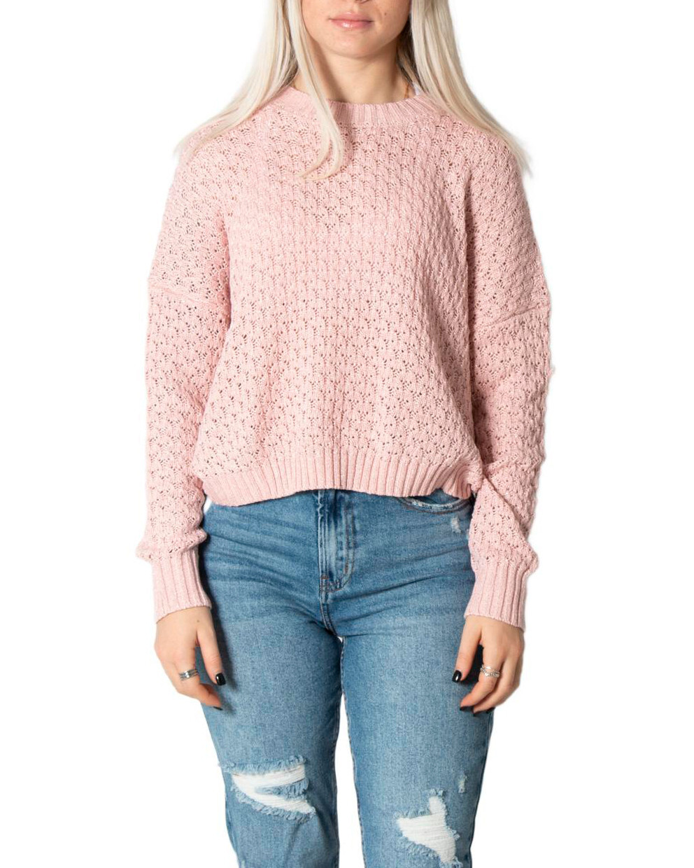 Ružový pletený sveter Only