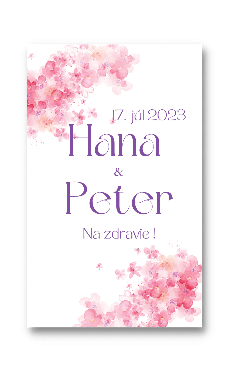 Personal Etiketa na fľašu - Ružové kvetiny Zvoľte množstvo: od 15 do 30 ks