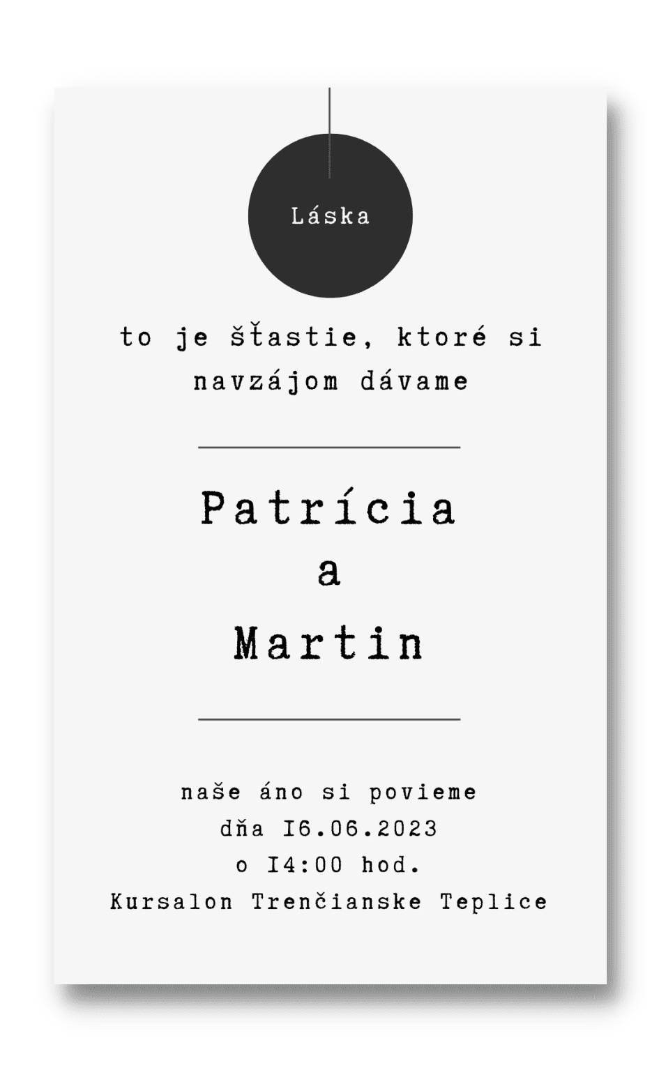 Personal Oznámenie - Minimalism Láska Zvoľte množstvo: od 1 ks do 10 ks
