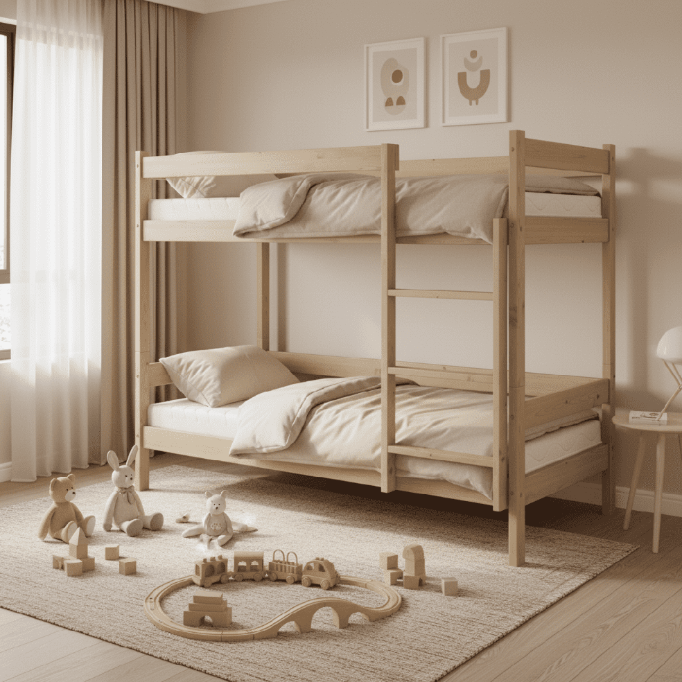 Elvisia Drevená poschodová posteľ SAM s roštom | borovica 90 x 200 cm