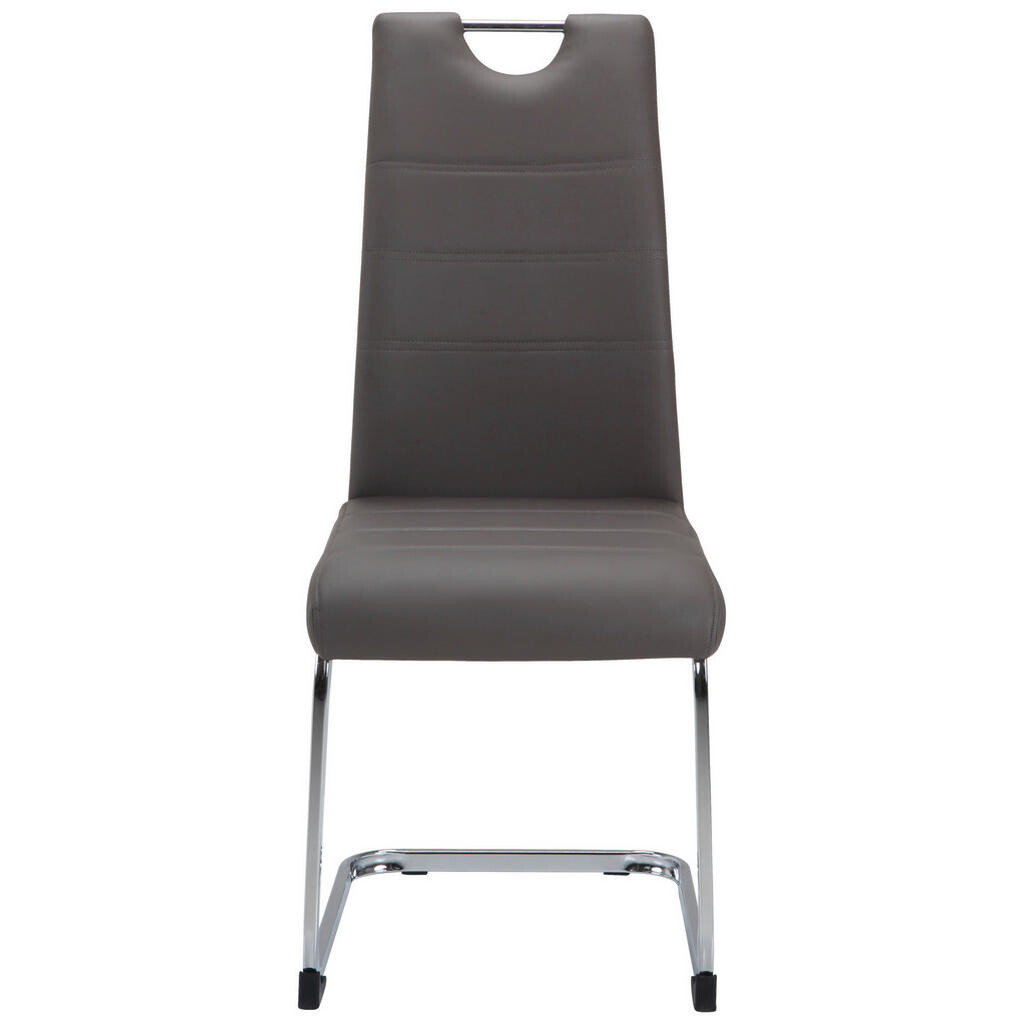 P & B STOLIČKA S PRUŽNÝM PODNOŽÍM, vzhľad kože, taupe, chrómová