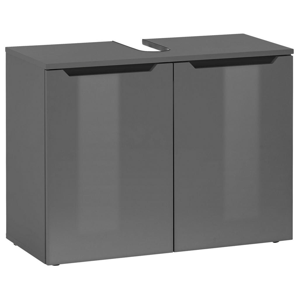 home24 SKRINKA POD UMÝVADLO, čierna, antracitová s vysokým leskom, antracitová, 80/60/35 cm
