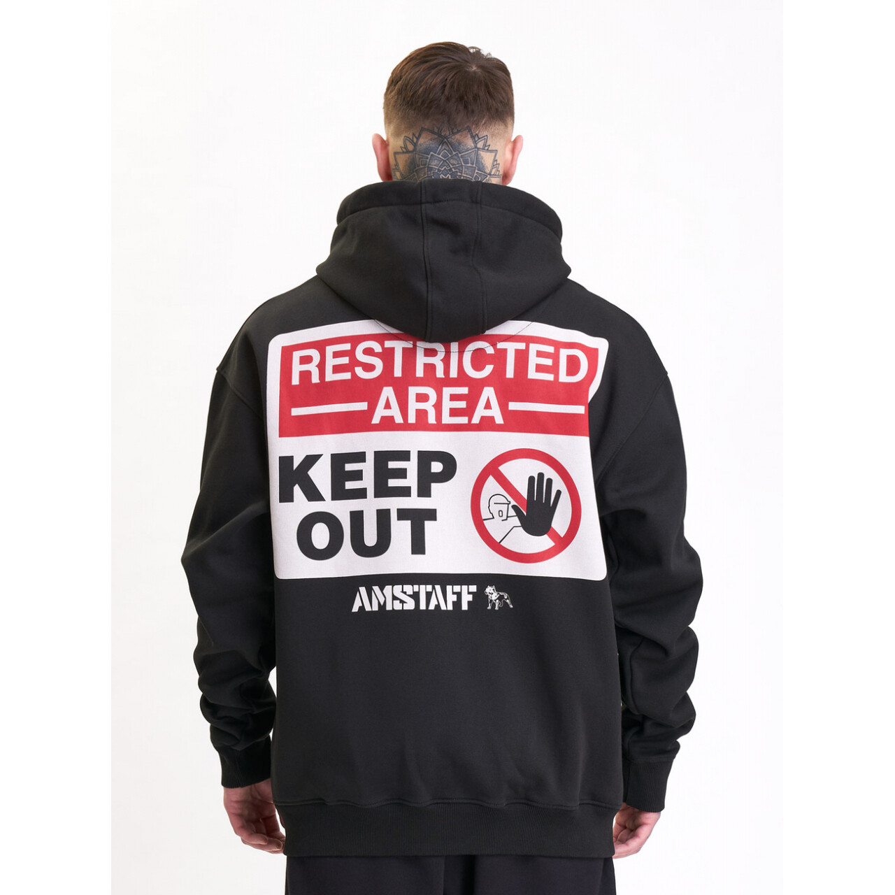 Mikina s kapucňou Amstaff Keep Out Oversize - čierna, S