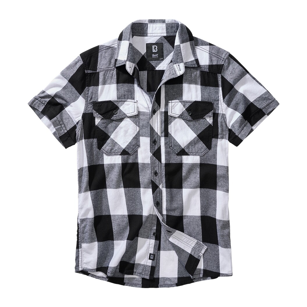 Košele Brandit Checkshirt Halfsleeve - čierna-biela, 7XL