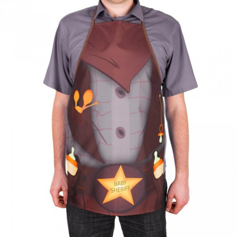 Podbradník pre deti a zástera pre dospelých Šerif - hnedý