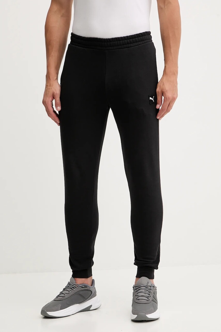 Bavlnené tepláky Puma čierna farba, s nášivkou, 688277