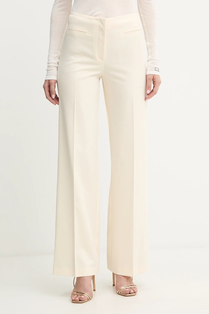 Nohavice Patrizia Pepe béžová farba, široké, vysoký pás, 2P1725 A498