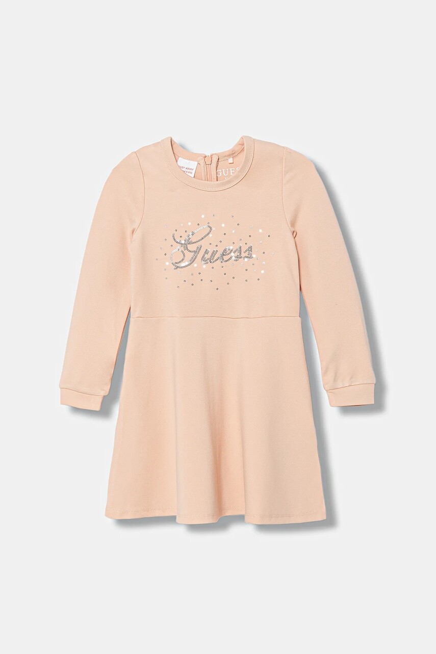 Dievčenské šaty Guess oranžová farba, mini, áčkový strih, K5BK03 KAE30