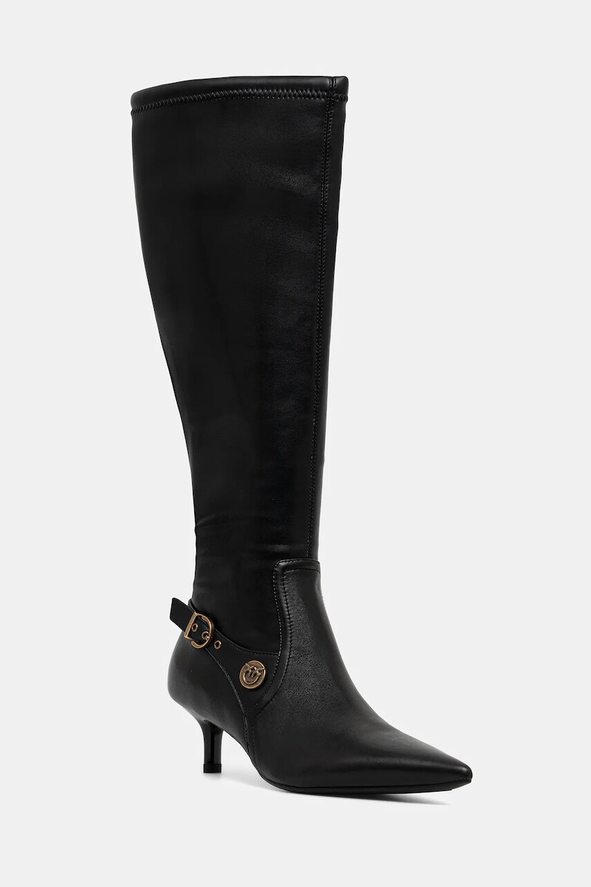 Vysoké čižmy Pinko Gloria 15 čierna farba, na vysokom podpätku, SD0369E028Z99