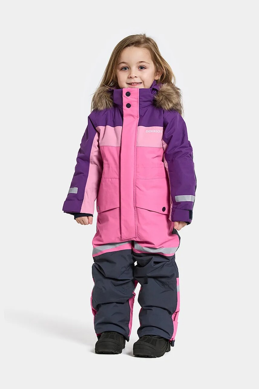 Detský overal Didriksons BJÄRVEN KDS COVER 4 ružová farba, 505999