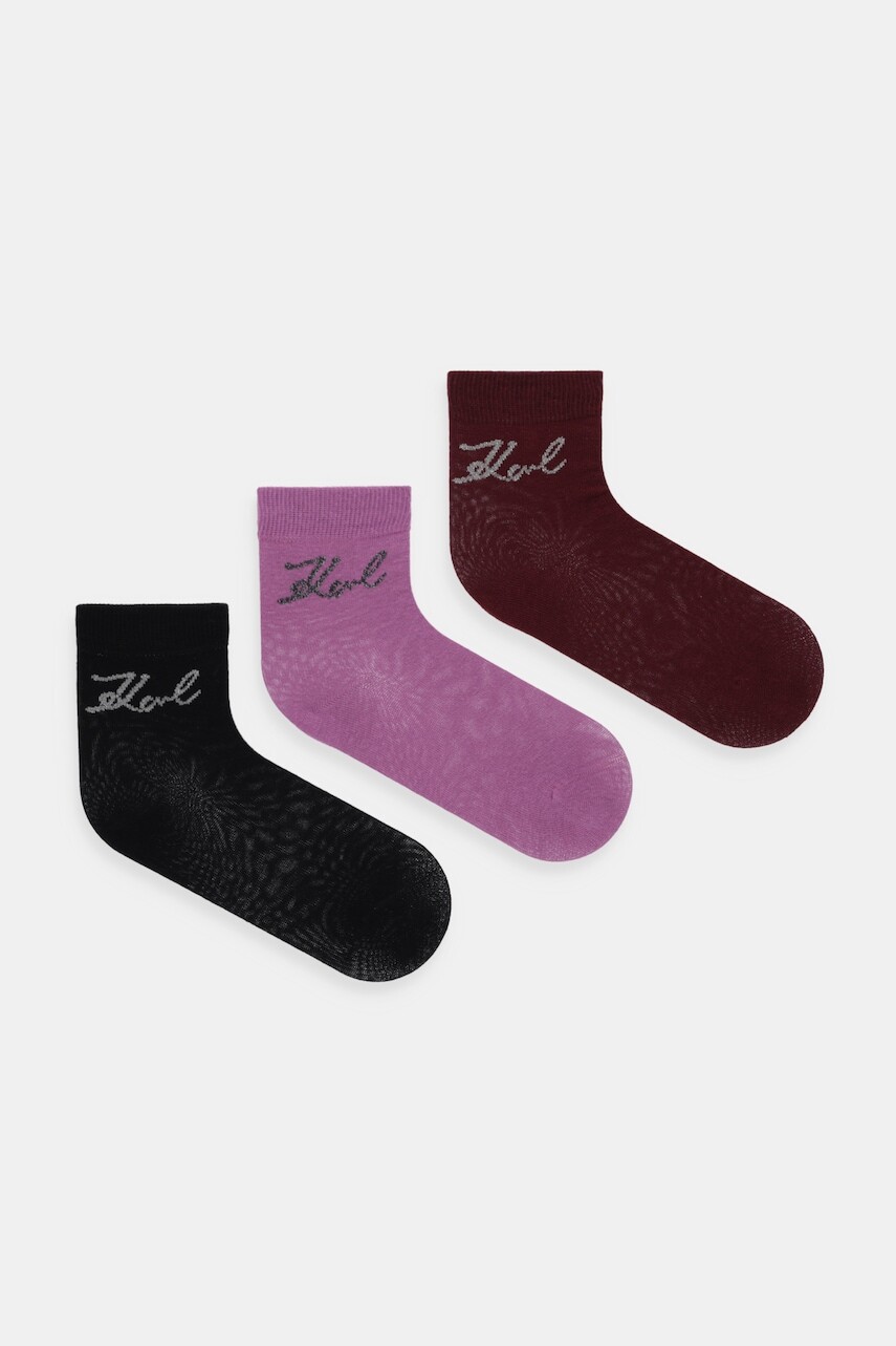 Ponožky Karl Lagerfeld 3-pak K/SIGNATURE ružová farba, A4W47031