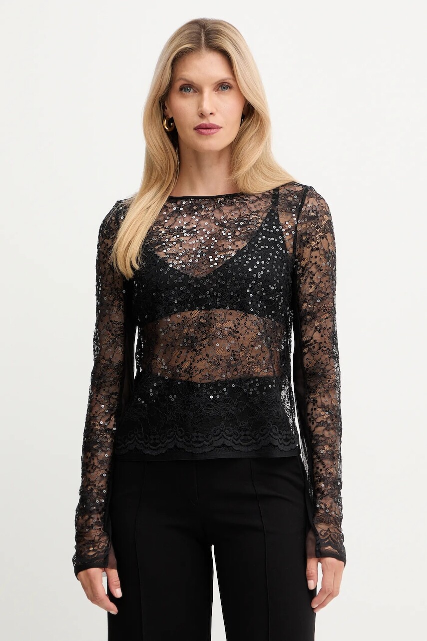 Blúzka Patrizia Pepe čierna farba, vzorovaná, 2M4514 J341