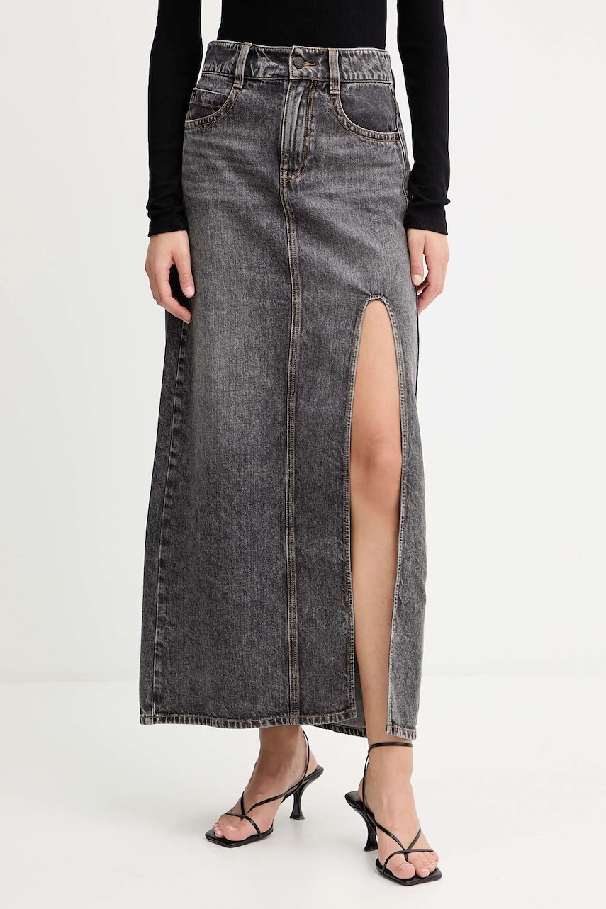 Rifľová sukňa Miss Sixty šedá farba, maxi, áčkový strih, 6S3KJ40600