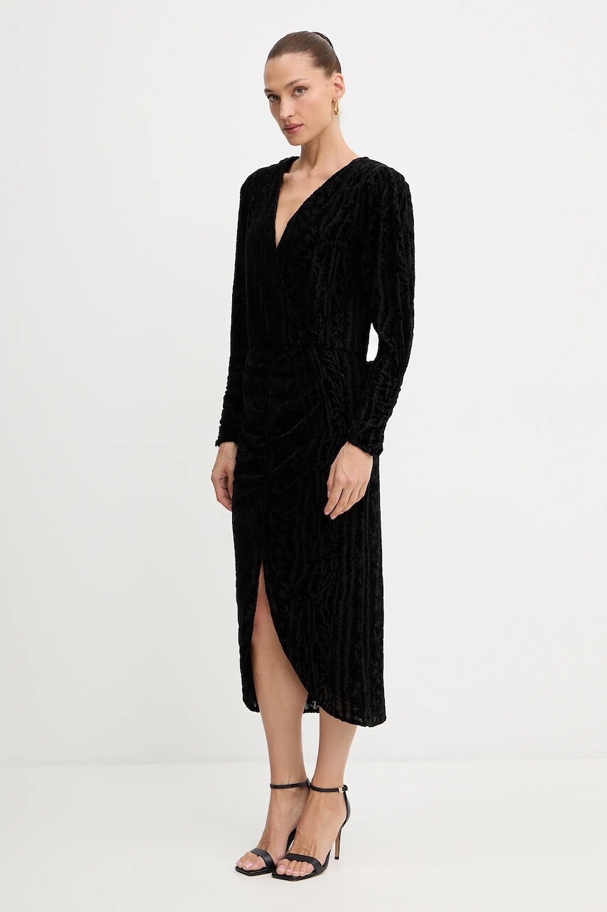 Šaty BOSS Orange čierna farba, midi, áčkový strih, 50547812