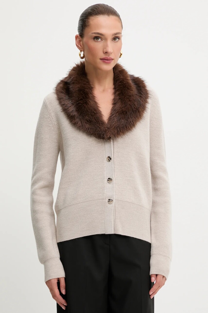 Vlnený kardigán Blugirl Blumarine béžová farba, RF5050.MA500