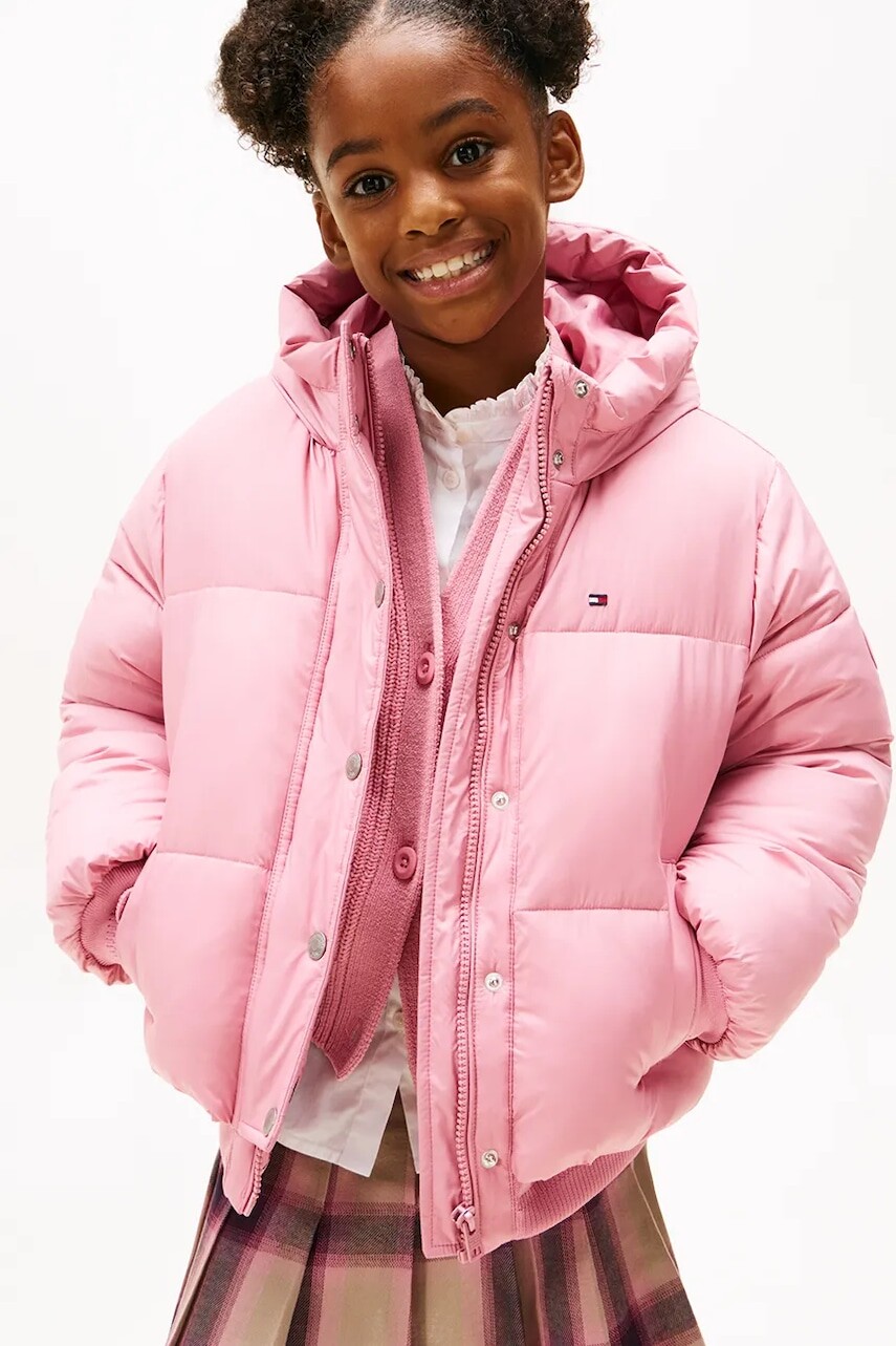 Detská bunda Tommy Hilfiger ružová farba, KG0KG08861