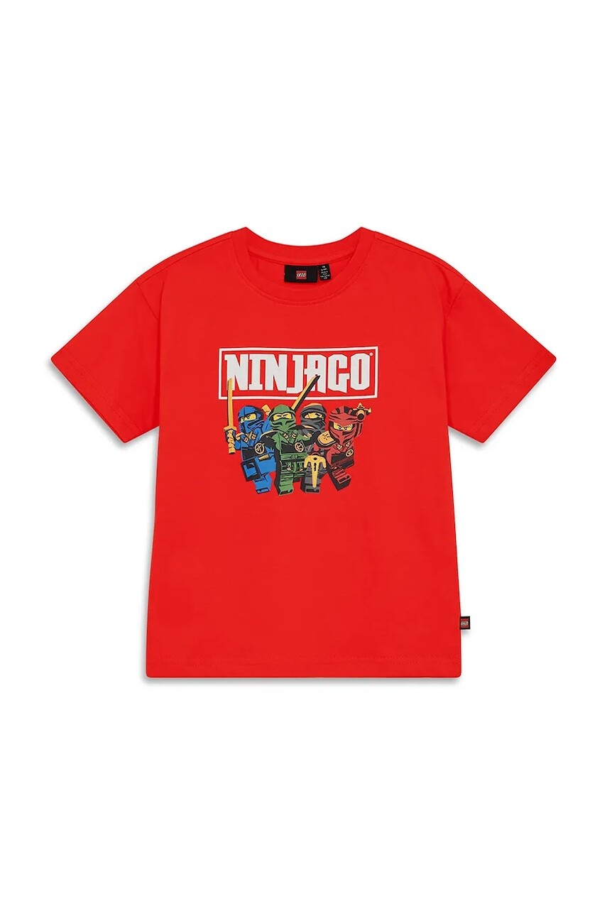 Detské bavlnené tričko Lego LWTAFFY 621 červená farba, s potlačou, 11011249