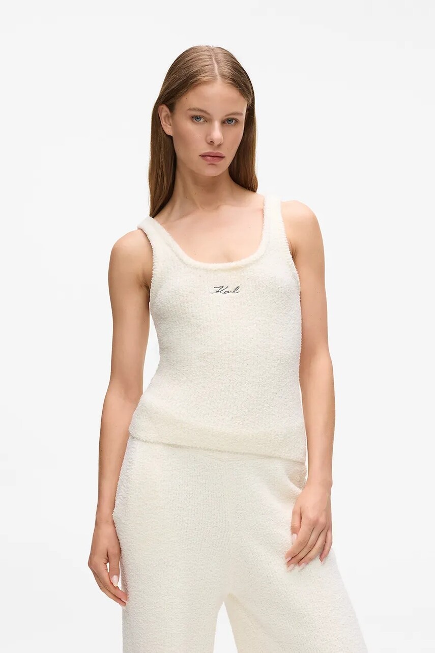 Tričko bez rukávov Karl Lagerfeld biela farba, A4W44004
