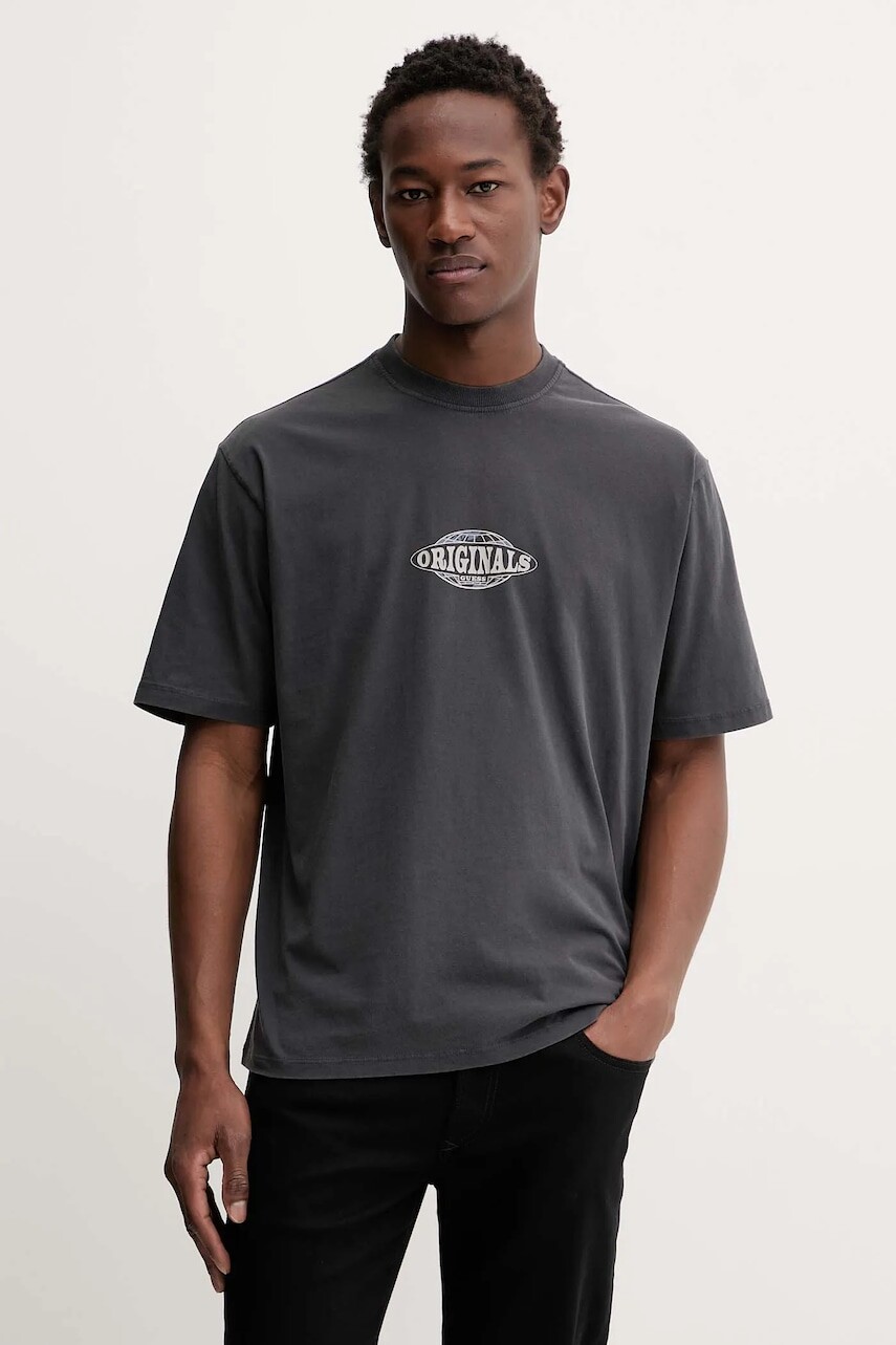 Bavlnené tričko Guess Originals šedá farba, s potlačou, M5BI46 K8FQ4