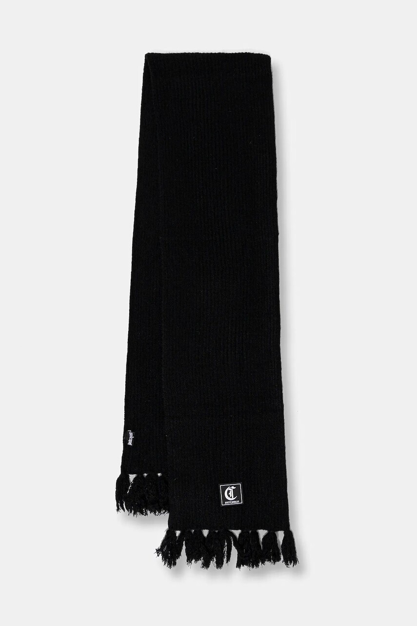 Šál s prímesou vlny Just Cavalli čierna farba, melanžový, 79RA2H08 ZG411