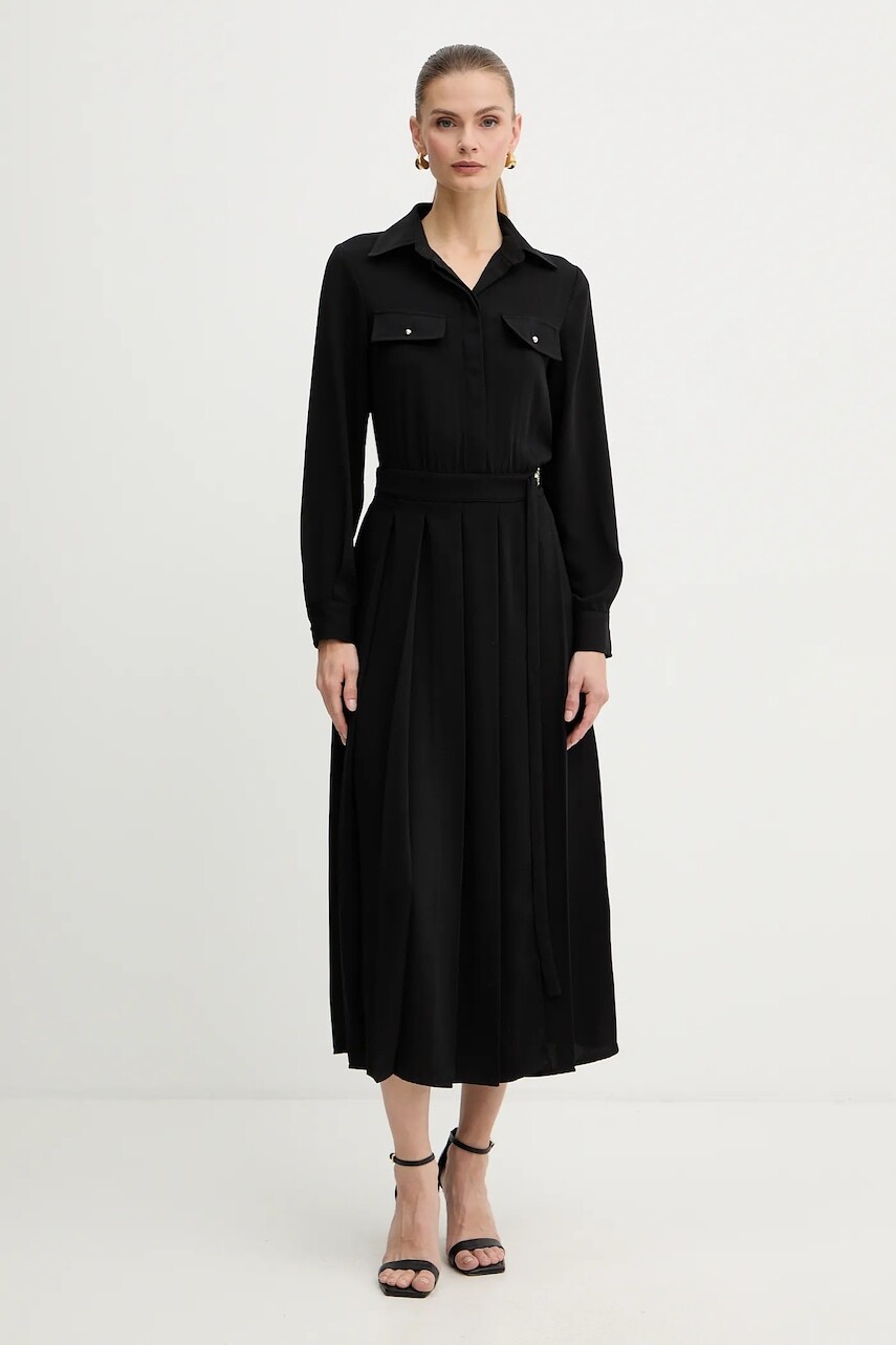 Šaty Liu Jo čierna farba, midi, áčkový strih, MF5145 T4241