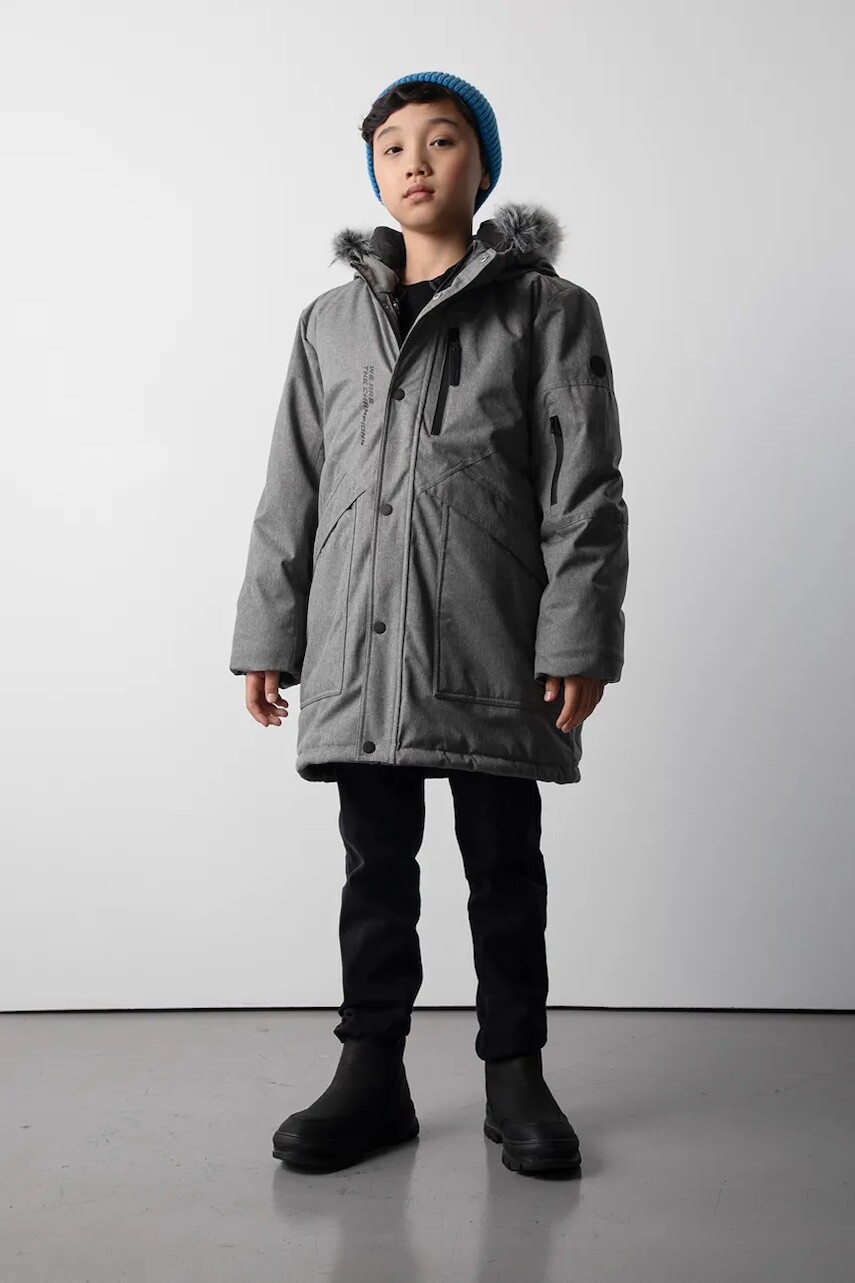 Detská zimná bunda Coccodrillo šedá farba, OUTERWEAR BOY JUNIOR