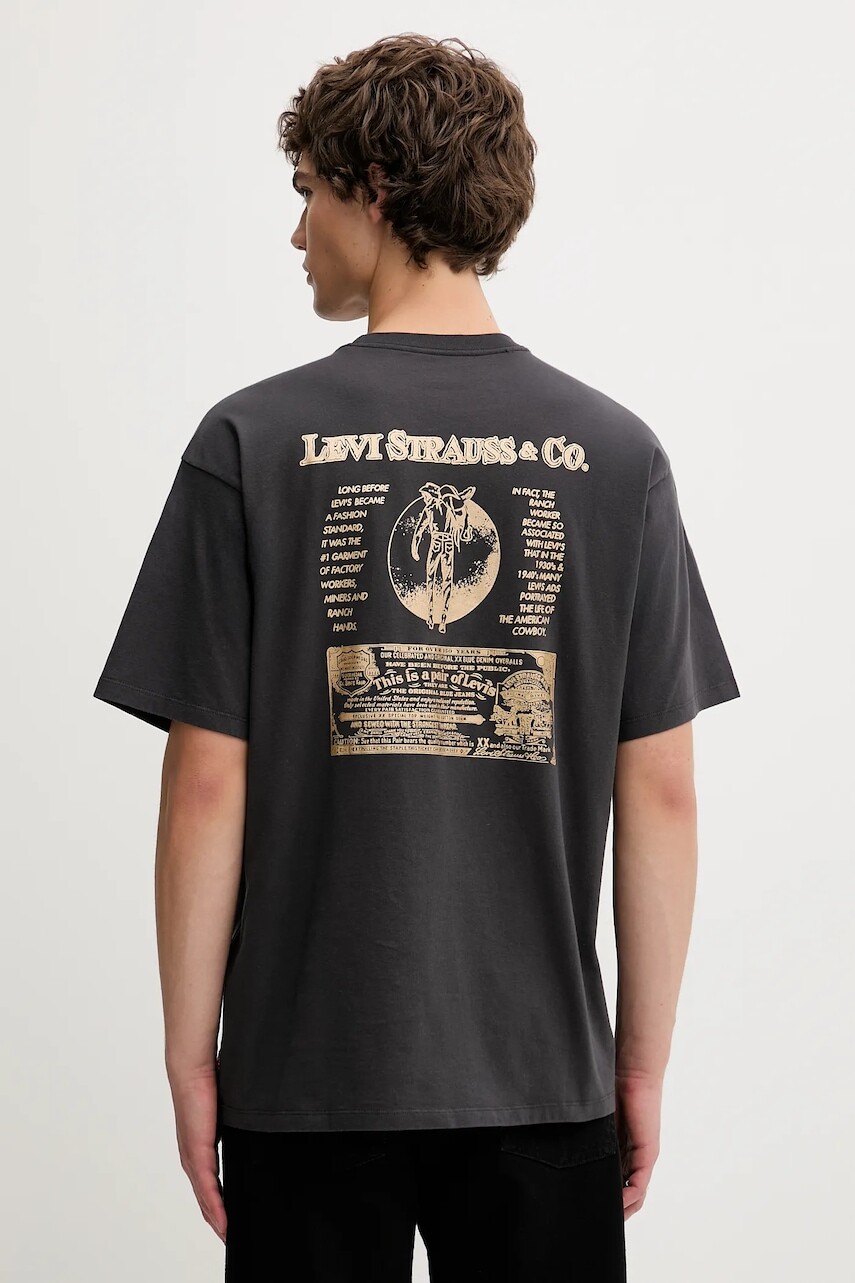 Bavlnené tričko Levi's pánske, šedá farba, vzorované, 87373