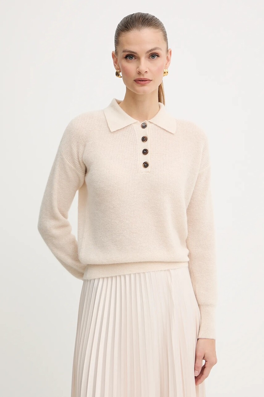Sveter s prímesou vlny Marella béžová farba, 2523366374200