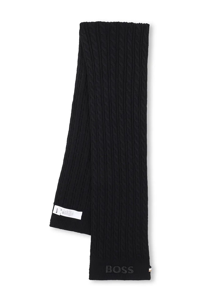Detský šál BOSS čierna farba, jednofarebný, J52634