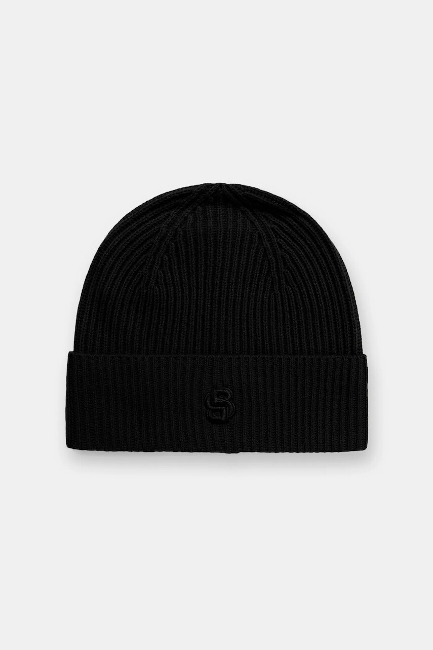 Vlnená čiapka BOSS čierna farba, 50557673