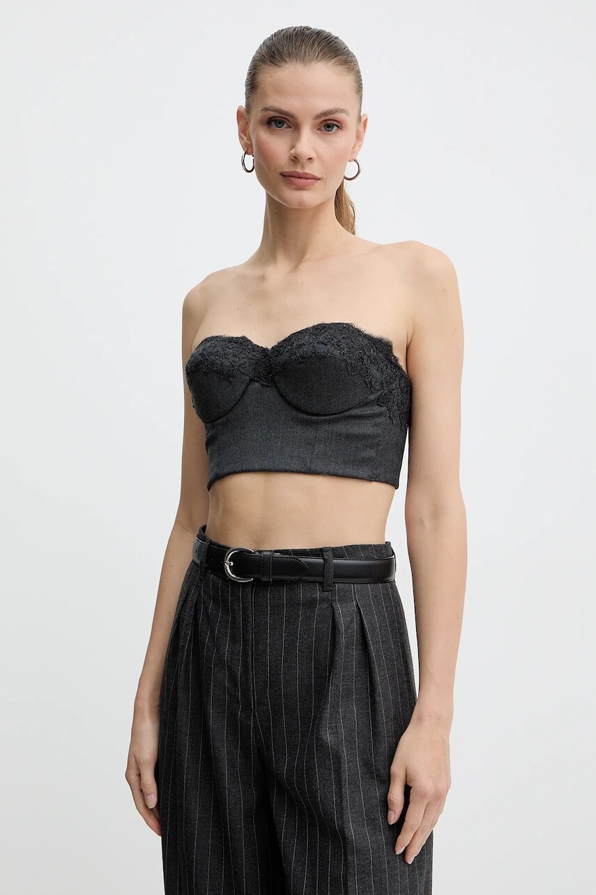 Top s prídavkom vlny Ermanno Scervino LIFE čierna farba, melanžová, D474Y313CJWR