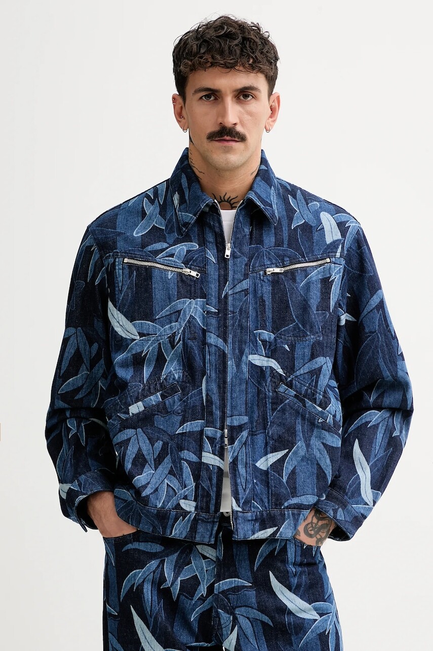 Rifľová bunda Kenzo tmavomodrá farba, prechodná, FF55DV3106P1.DM