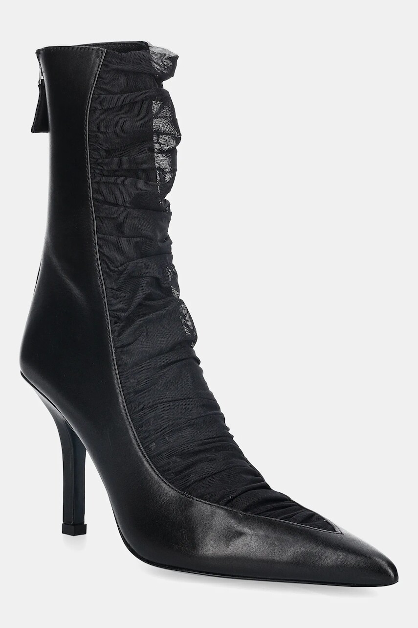Kožené členkové topánky Patrizia Pepe čierna farba, na vysokom podpätku, 2Y0020 V038 K103