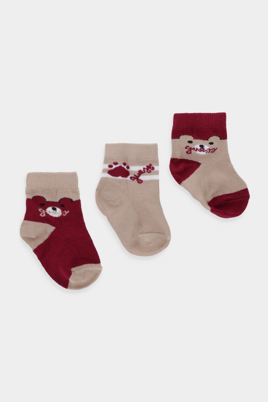 Ponožky pre bábätká Guess 3-pak hnedá farba, H5BW14 Z3G10